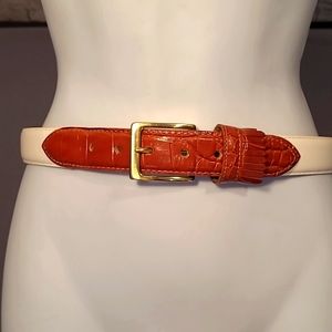 Lejon White Clova Leather Western Belt